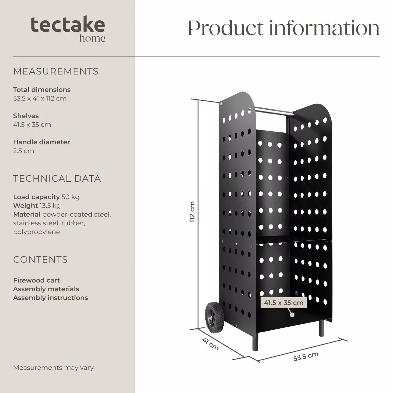 tectake Freestanding Metal Log Holder in Black – 6