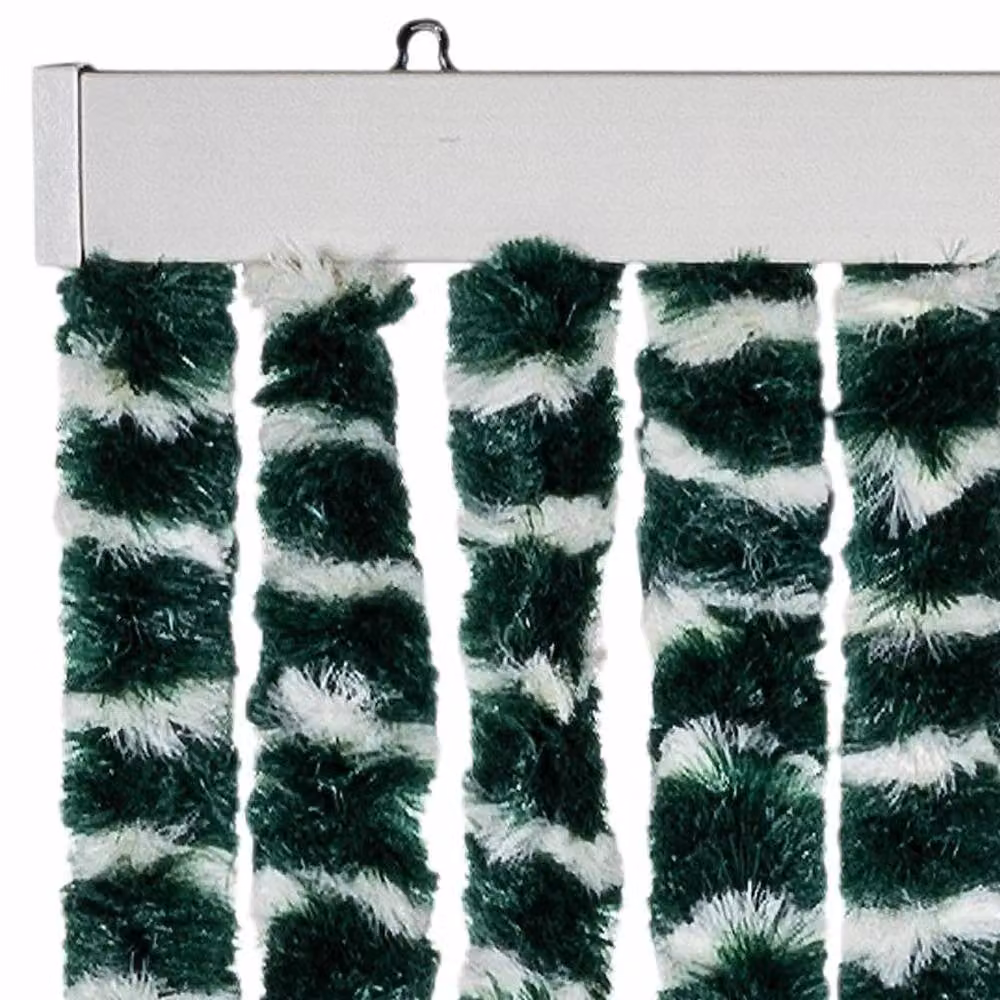 Berkfield Home Chenille Fly Curtain in Green and White, W/H: 118 x 220 cm – 3