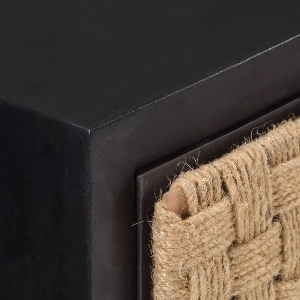 Berkfield Home Durable Bedside Cabinet in Black Solid Mango Wood, W/D/H: 40 x 30 x 50 cm – 4