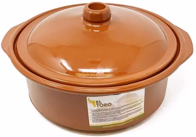 Verano Spanish Ceramics El Toro Brown Glazed Terracotta Round Lidded Casserole Dish, 4.5 l, W: 30 cm, H: 12 cm