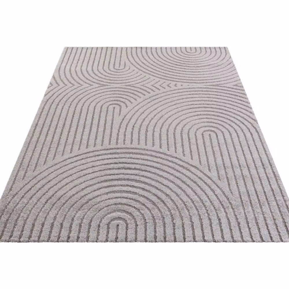THE RUGS Panglao Soft Short Pile Geometric Rug Runner in Grey, W/D: 200 x 290 cm – 2