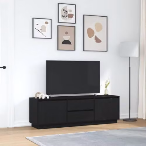 vidaXL Modern Black TV Cabinet with LED Lights, W: 160.5 cm, D: 41 cm, H: 50 cm – 2