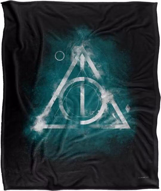 Warner Brothers Harry Potter Geometric Deathly Hallows Fleece Blanket in White and Black, W: 152 cm, D: 127 cm