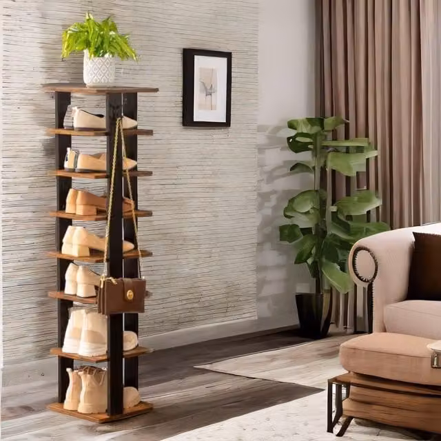 Rafaelo Mobilia 8-Tier Vertical Shoe Rack in Brown, W/D/H: 28 x 28 x 113 cm – 1