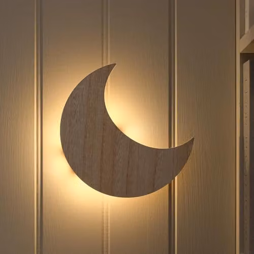 Lights4fun Moonbeam Children's Battery Wall Light in White with Warm White LED – 2