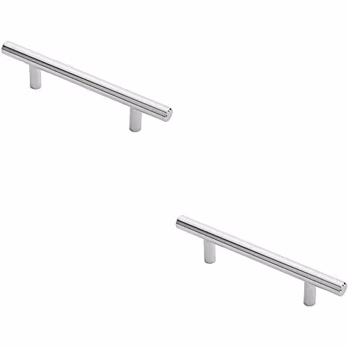 Loops 2 Pack Round T-Bar Cabinet Pull Handles in Chrome, W: 156 mm, D: 12 mm, Fixing Centres: 96 mm