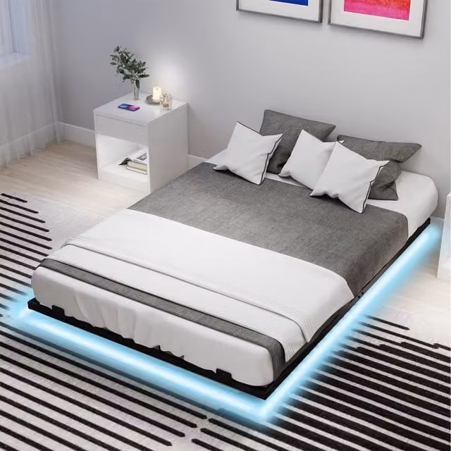 Costway Black Double Slats Mattress Foundation with Metal Rigid Frame