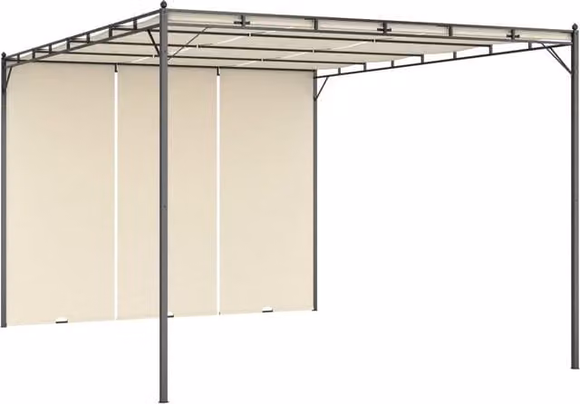 Berkfield Home Garden Gazebo with Side Curtain, Beige, W: 400 cm, D: 300 cm, H: 225 cm