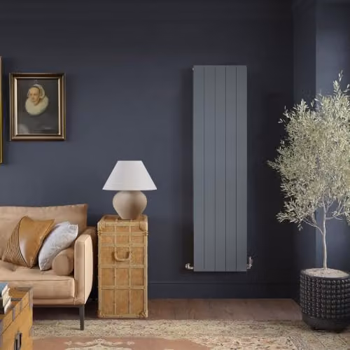 UK Radiators Thetford Anthracite Vertical Designer Radiator Double Panel Grooved Aluminium, H 180 x W 46.6 cm – 3