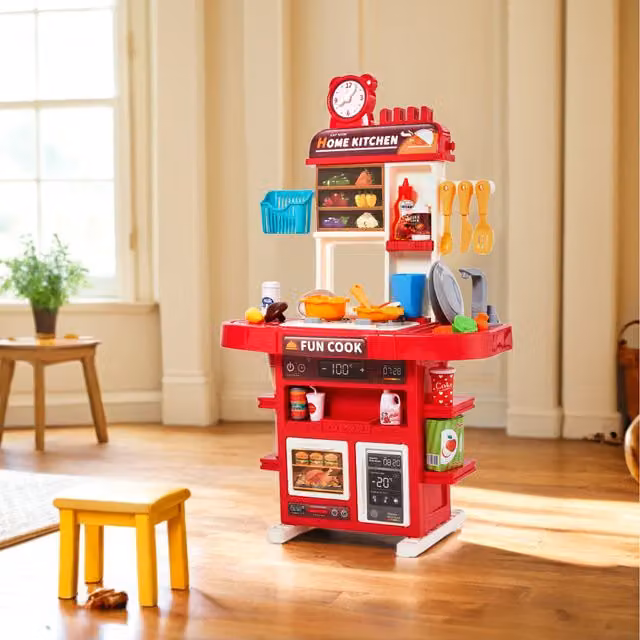 Livingandhome 42 Piece Red Kitchen Cooking Playset