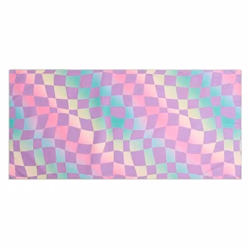 OHS Multicolour Checked Microfibre Beach Towel, Quick Drying and Fluffy, W/H: 71 x 152 cm – 2