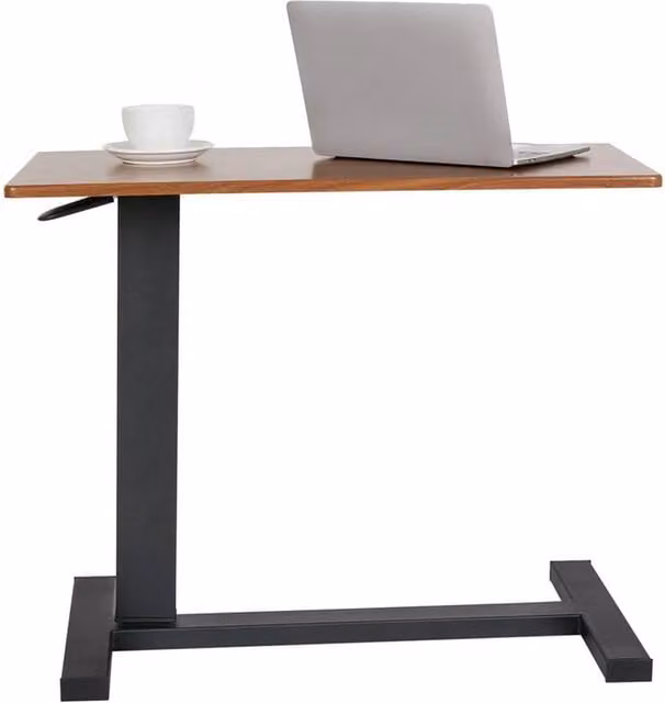 ERGOVEXA Electric Height Adjustable Rolling Overbed Table and Standing Desk in Brown – 1