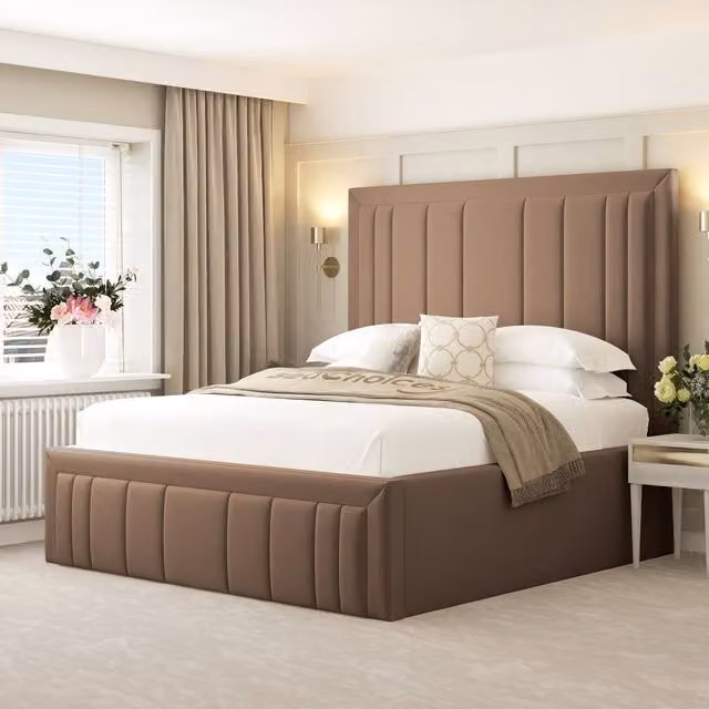Bed Choices Emperor Upholstered Ottoman Bed Frame in Taupe, Size: Double (140 x 200 cm)