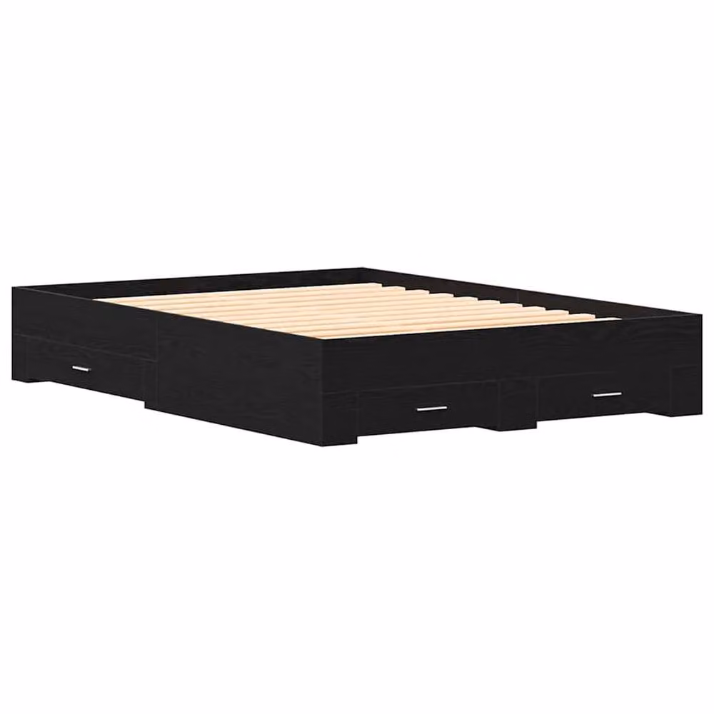 Berkfield Home Modern Bed Frame with Drawers, Black Oak Engineered Wood, W: 160 cm, D: 200 cm – 3