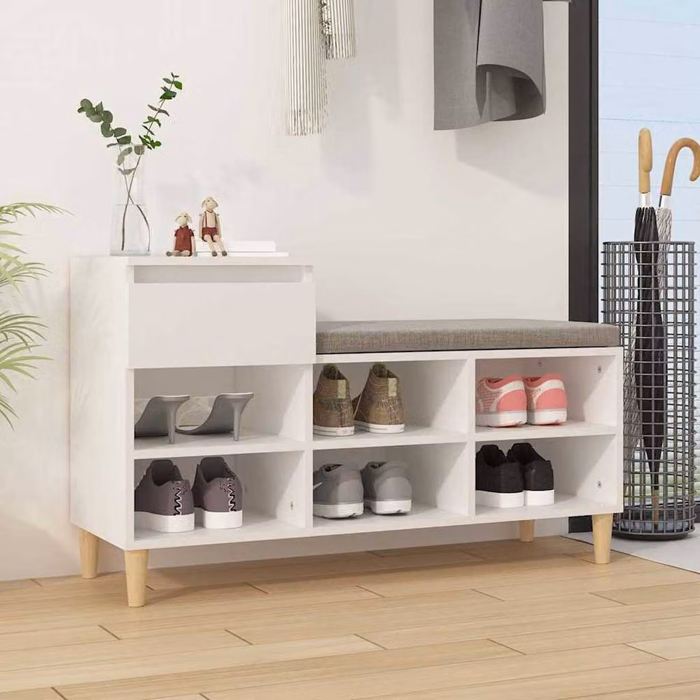 Berkfield Home White Shoe Cabinet with Integrated Seat, W/D/H: 102 x 36 x 60 cm – 2