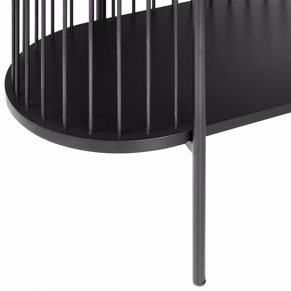 Wyld and Coco Modern Black MDF and Metal 2-Shelf Low TV Stand, W: 140 cm, H: 44 cm, D: 50 cm – 5