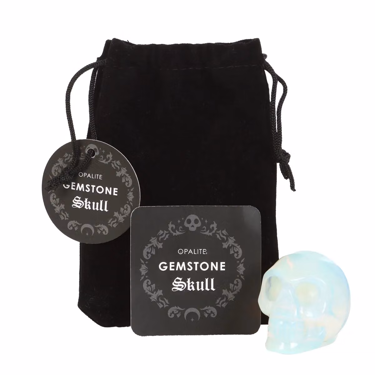 Something Different Dark Matter Opalite Skull Crystal in White – 2