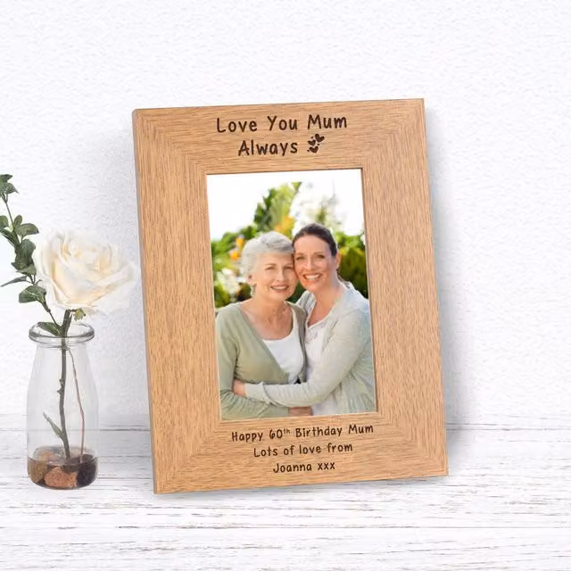 Uniqueful Personalised Love You Mum Always Wood Picture Frame, Brown, W/H: 17.8 x 12.7 cm