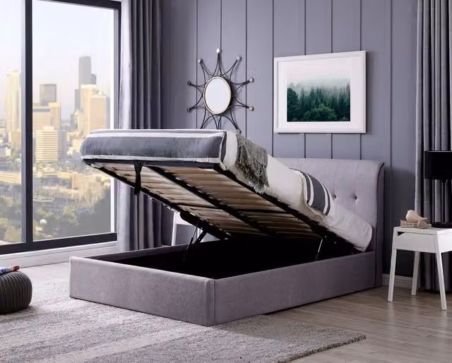 Flintshire Furniture Ltd Carmel Grey Fabric Upholstered Ottoman Bed Frame, King Size (180 x 200 cm) – 2