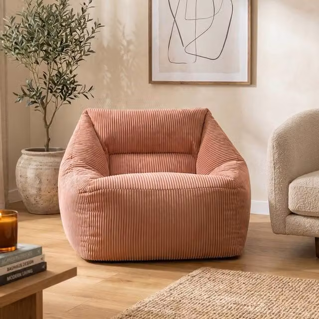 icon Natalia Jumbo Corduroy Bean Bag Armchair in Dusty Pink – 1