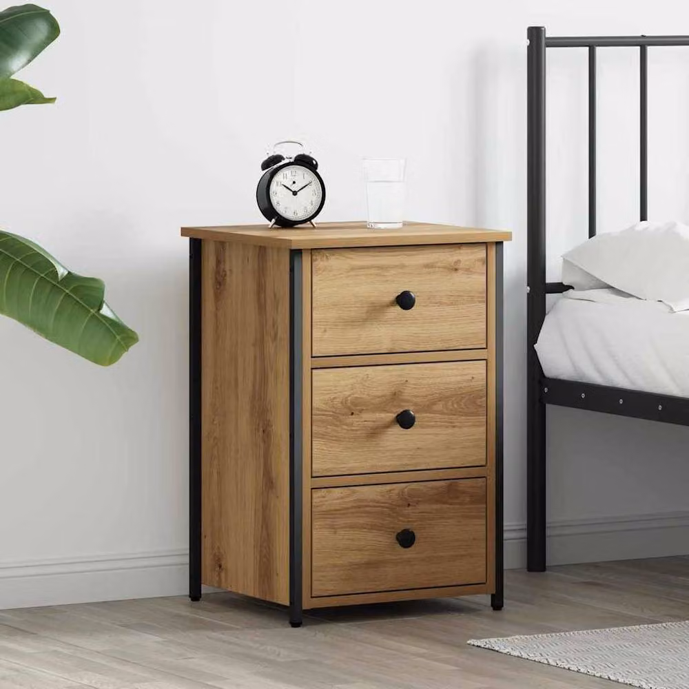 Berkfield Home Artisan Oak Bedside Table in Beige – 2