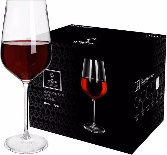 Argon Tableware Knightsbridge Lead-Free Crystal Red Wine Glasses, 620ml, Pack of 24, Transparent – 2