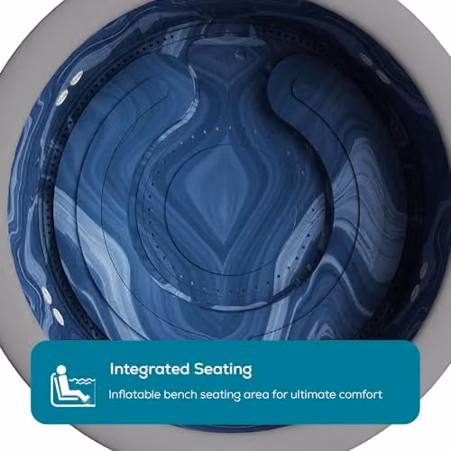 Lay-Z-Spa Santorini Round Inflatable Hot Tub, Grey, 5-7 Person with Wifi App Control – 7