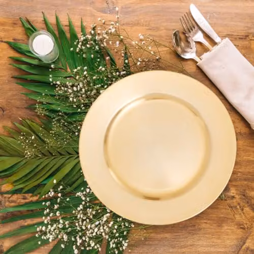 Orsina Gold Melamine Charger Dinner Plates – 2