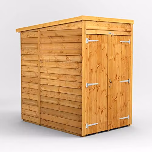 Powersheds Premium Pent Overlap Wooden Shed with Double Doors in Brown – 1