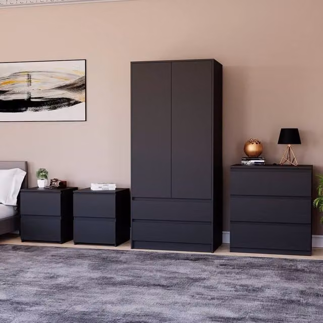 Vida Designs Modern Black 4 Piece Bedroom Set