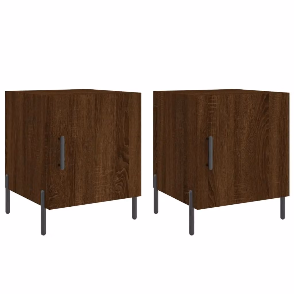 Berkfield Home Set of 2 Modern Bedside Cabinets in Brown Oak, W/D/H: 40 x 40 x 50 cm – 1
