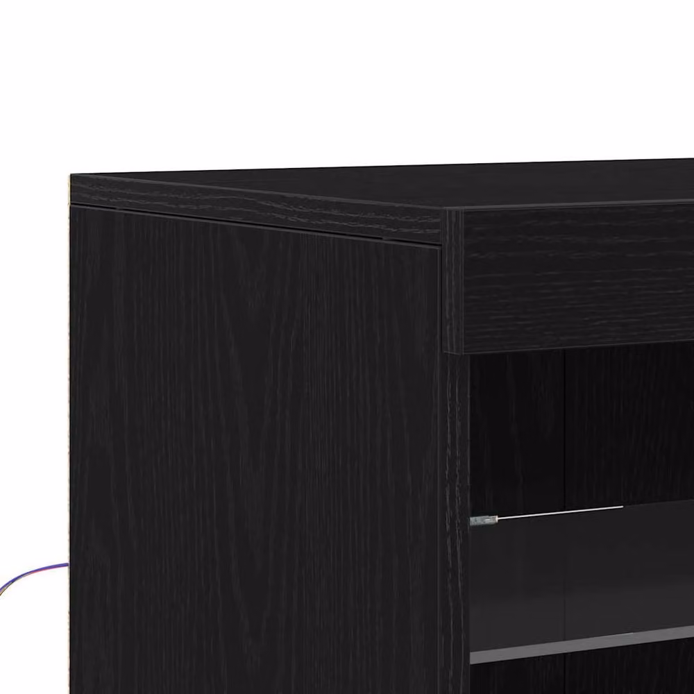 Berkfield Home Modern Black Oak Sideboard with Integrated LED Lighting W/D/H: 41 x 37 x 100 cm – 8