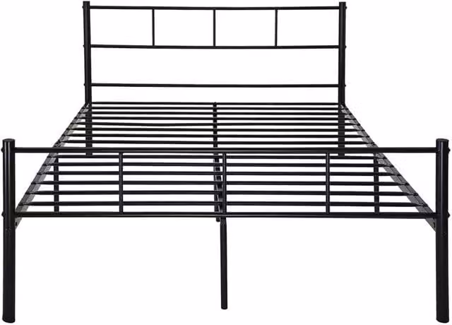 ERGOVEXA Modern Metal Double Bed Frame in Black, W/D/H: 140 x 200 cm – 1