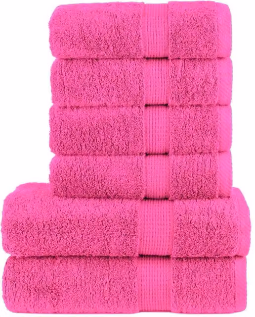 Berkfield Home SOLUND 6 Piece Premium Pink Cotton Terry Towel Set, 600 gsm