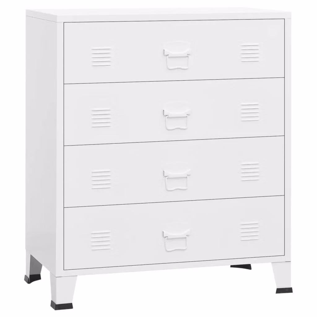 Berkfield Home Industrial Metal Drawer Cabinet in White, W/D/H: 78 x 40 x 93 cm – 2