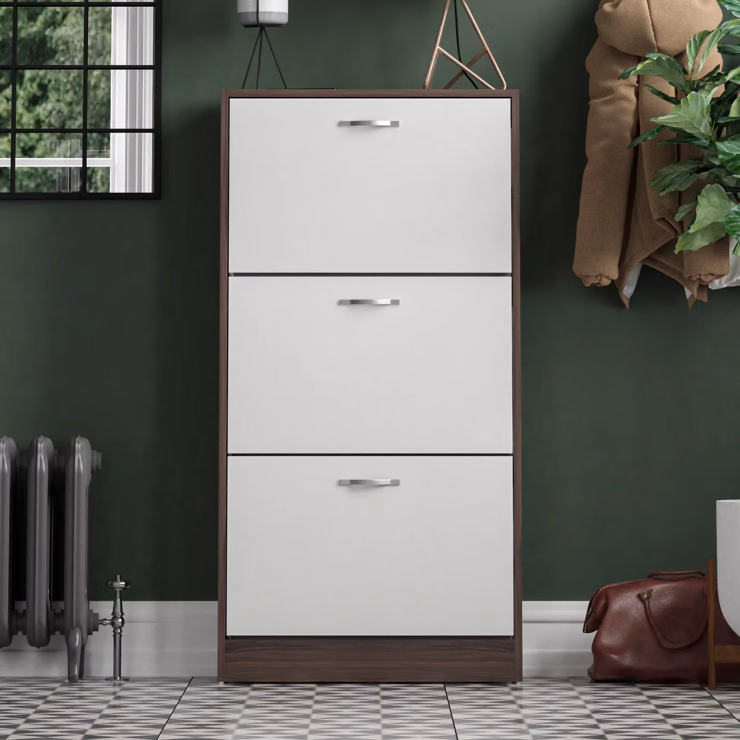 Vida Designs Modern 3 Drawer Shoe Cabinet with Tilting Compartments in White – 2