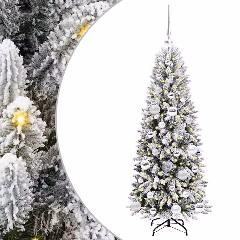 Berkfield Home Artificial Christmas Tree with 150 White LEDs, Green, W/D/H: 53 x 53 x 120 cm – 2