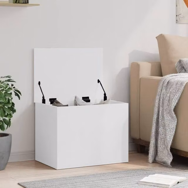 Berkfield Home White MDF Storage Box with Removable Lid W: 60 cm, D: 42 cm, H: 46 cm