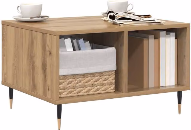 Berkfield Home Modern Artisan Oak Coffee Table in Brown, W/D/H: 60 x 50 x 36.5 cm