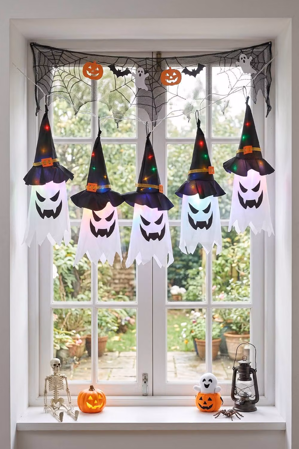 Living and Home 5-Piece Halloween Ghost and Witch Hat Decorations with LED Lights in Black – 3