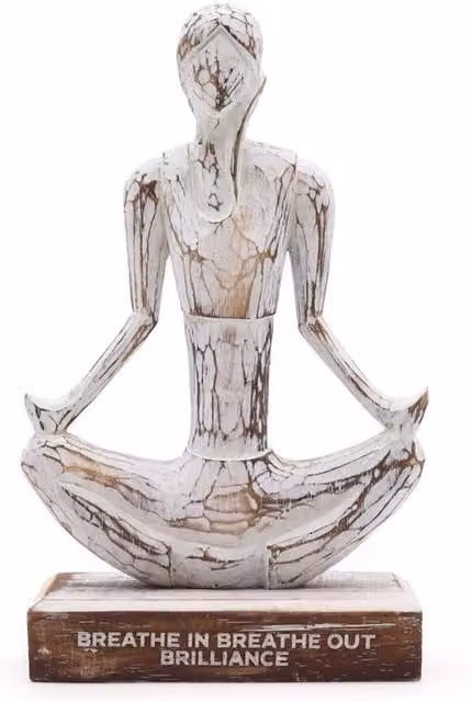KDMD White Wooden Yoga Lady Tabletop Decor in Shabby Chic Style