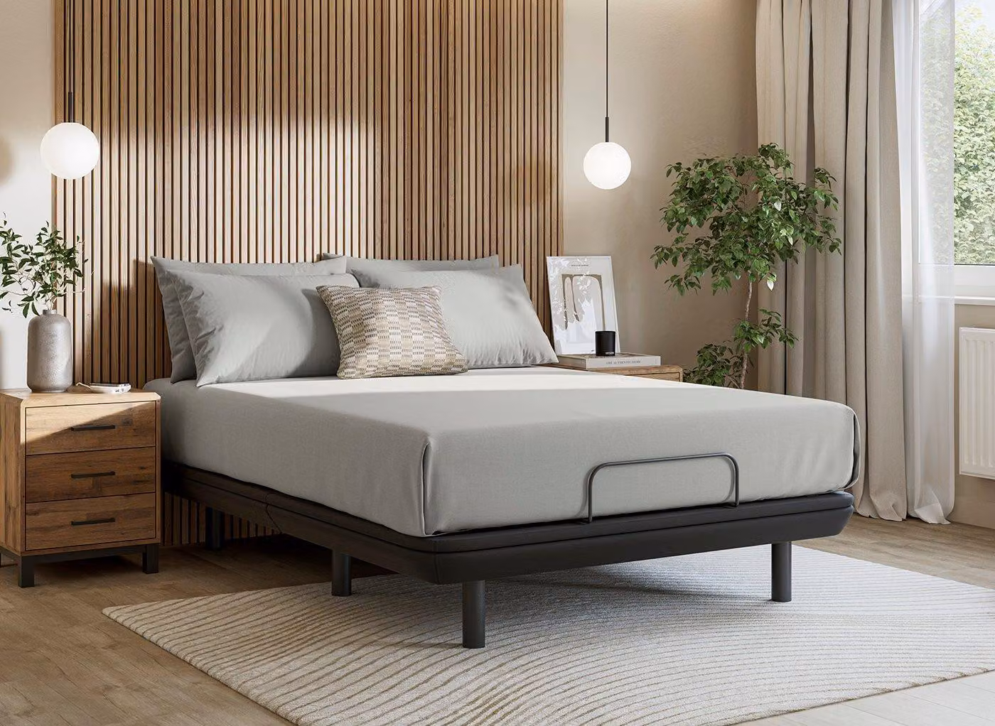 Ergomotion Elite Adjustable Platform Bed Frame in Black with Massage Function, USB Charging Ports and Under-Bed Lighting