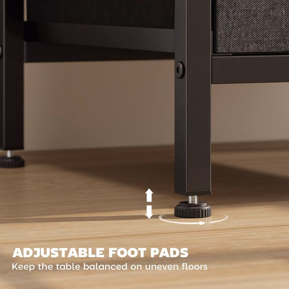 Wyld Haus Pado Black Metal Bedside Table with Integrated Charging Station and Grey Finish, W/D/H: 60 x 30 x 30 cm – 6