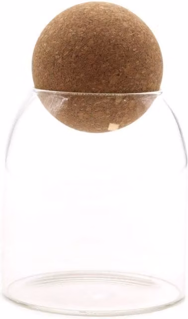 KDMD Cottage Cork-Ball Glass Jar in Transparent, 10 cm Diameter