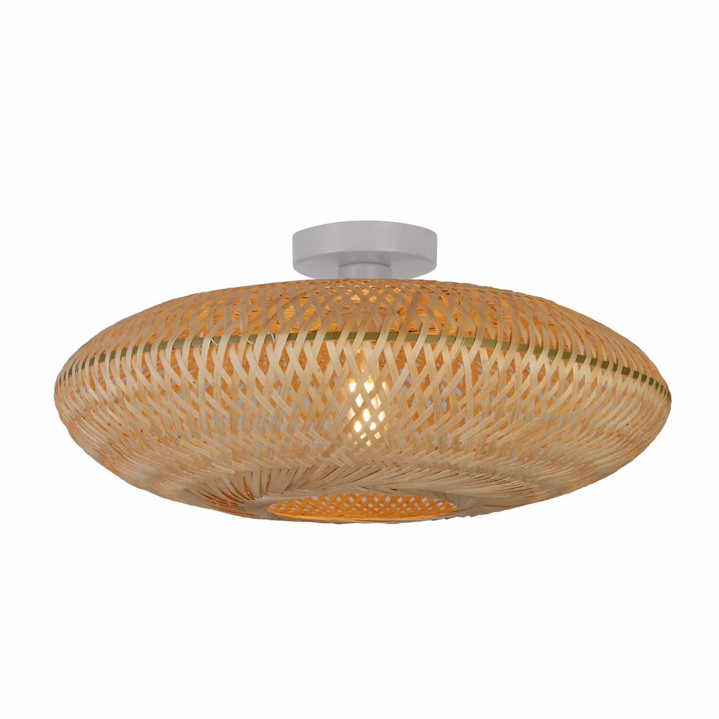 Lighting Collection Bamboo Flush Ceiling Light in Brown – 2