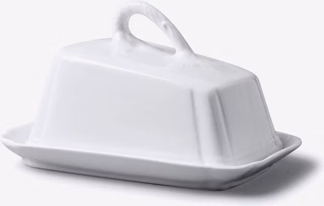 WM Bartleet & Sons Traditional Porcelain Cheese Dish with Lid, White, Diameter: 23 cm