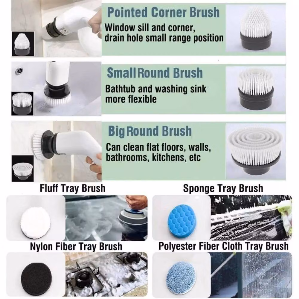 SPETLEK Handheld Scrubber Cleaning Brush with 9 Heads in White – 2