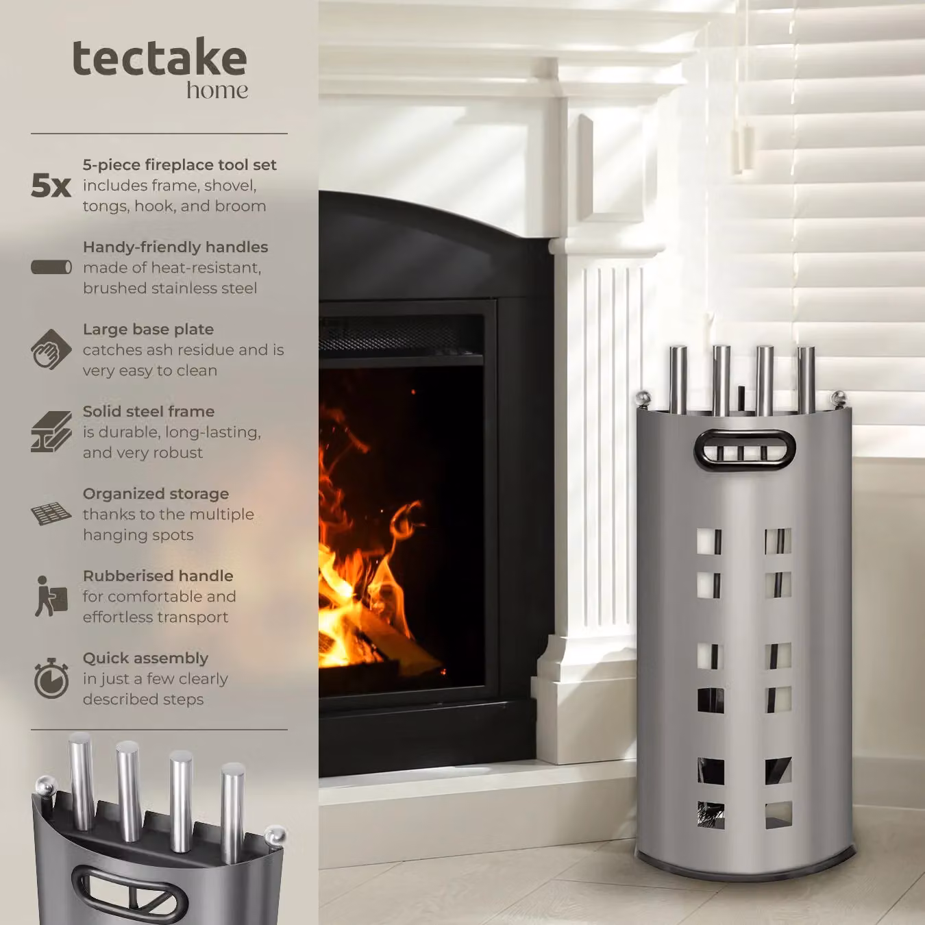 tectake Log Burner Accessories in Grey and Black – 2