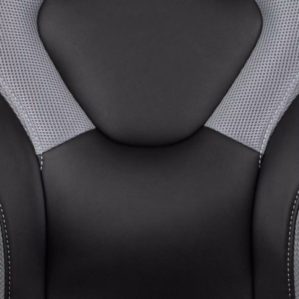 ERGOVEXA Gaming Chair with Padded Headrest and Armrests in Grey, White and Multicolour Synthetic Leather – 3