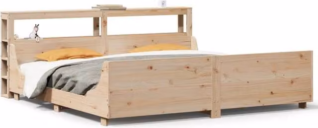 Berkfield Home Super King Bed Frame in Natural Solid Pine Wood, W/D/H: 180 x 200 cm